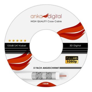 100m AnKa Digital Koaxialkabel 135dB 5-fach geschirmt HDTV 3D