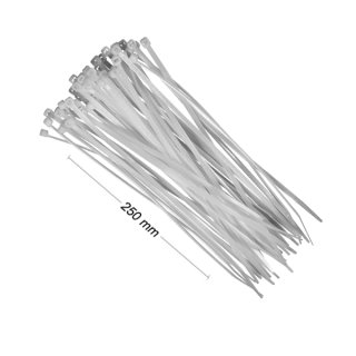 100x Kabelbinder Nylon 4,6 x 250mm Weiß