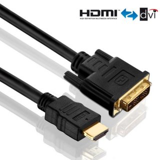 25m High Speed HDMI > DVI 18+1 Adapterkabel FULL HD mit 2x Ferritkern
